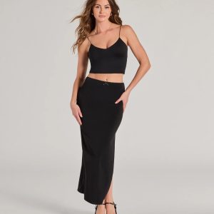 Effortless Sleekness High Rise Slit Maxi Skirt