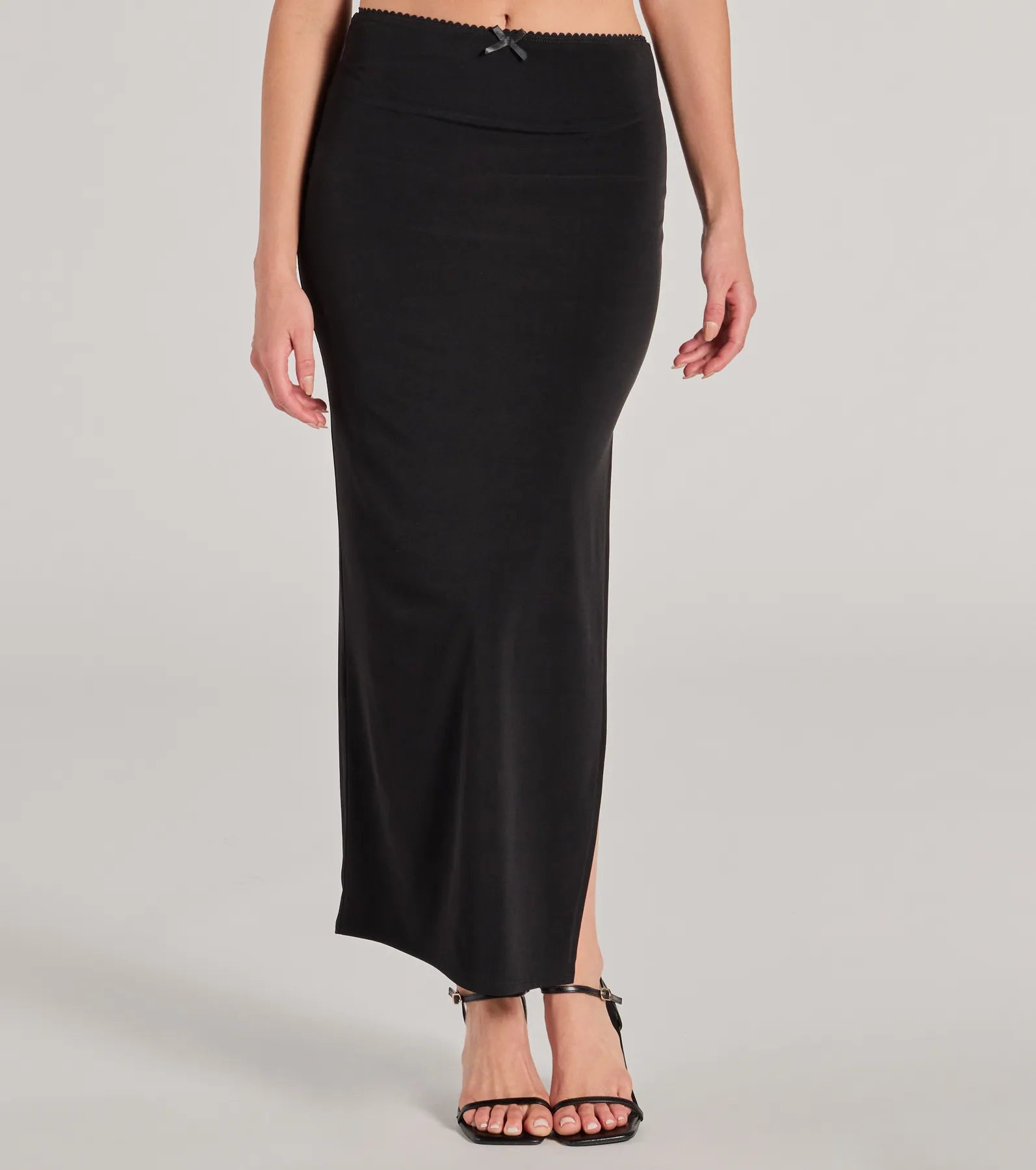 Effortless Sleekness High Rise Slit Maxi Skirt - Image 4