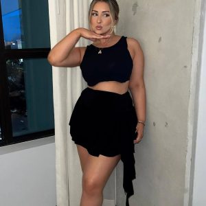 Major Flirt Drop Waist Smooth Knit Ruffled Mini Skirt