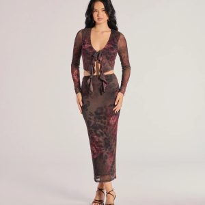 Wild Blossom Abstract Print Maxi Skirt