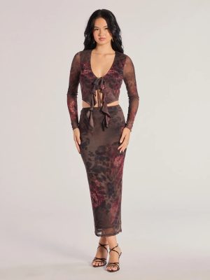 Wild Blossom Abstract Print Maxi Skirt