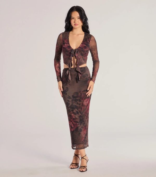 Wild Blossom Abstract Print Maxi Skirt