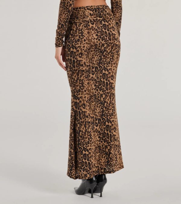 Bold Aura Leopard Print Knit Maxi Skirt - Image 2