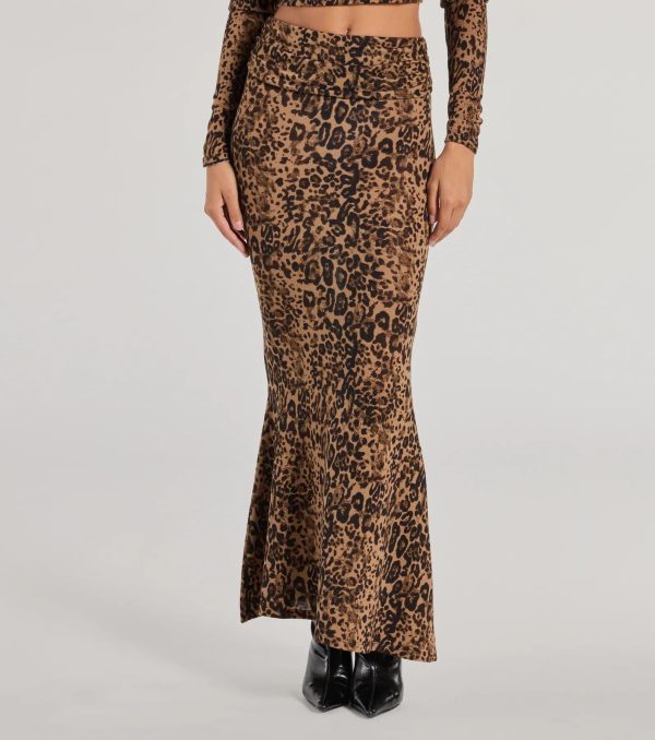 Bold Aura Leopard Print Knit Maxi Skirt - Image 4