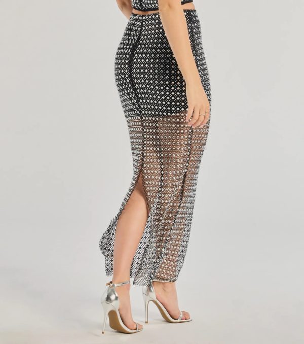All That Shines Rhinestone Fishnet Maxi Skirt - Image 2