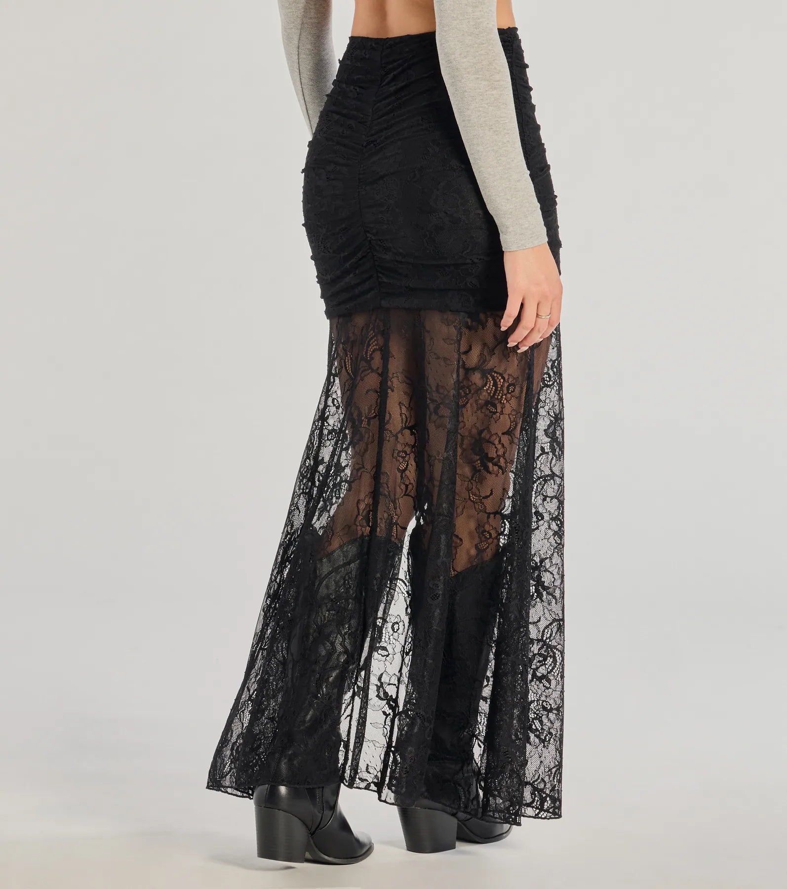 Keep A Secret Lace Slit Maxi Skirt - Image 3