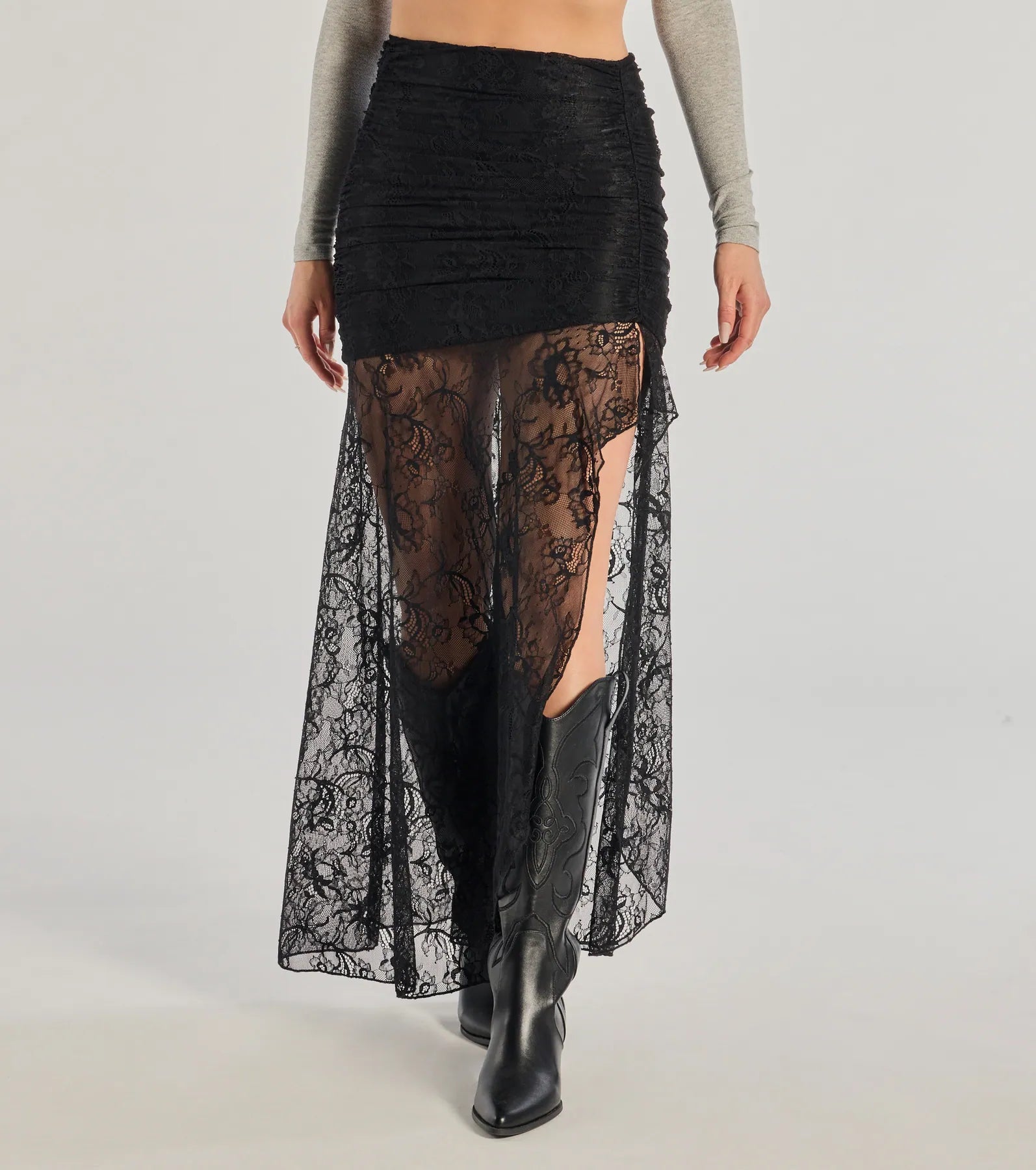 Keep A Secret Lace Slit Maxi Skirt - Image 5