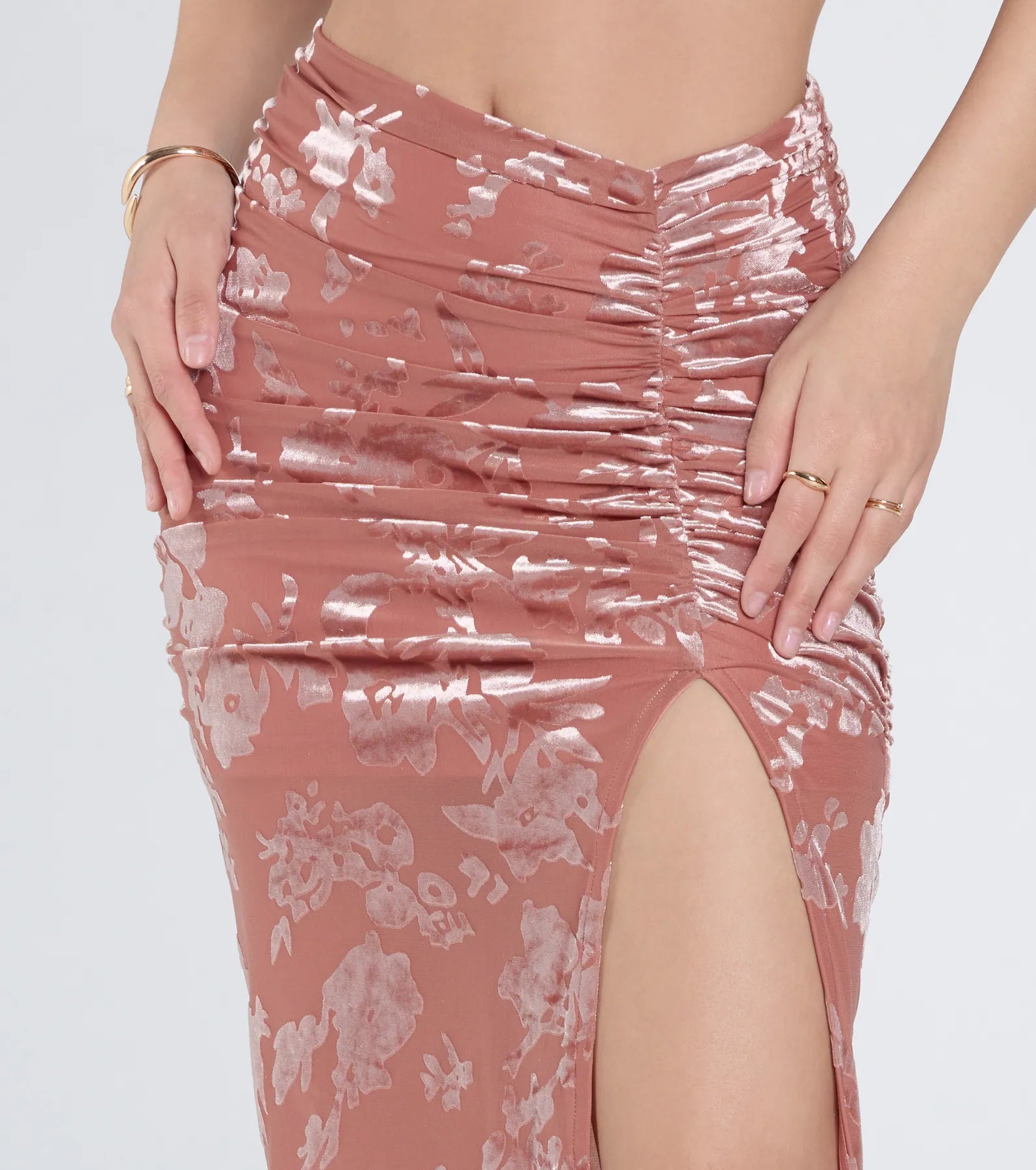 Forever In Love Floral Velvet Burnout Midi Skirt - Image 4
