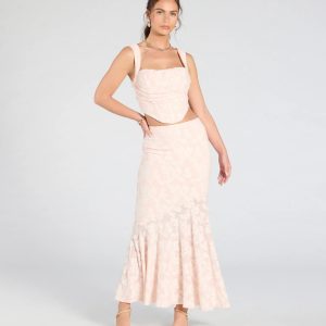 Romance Me Floral Jacquard Maxi Skirt