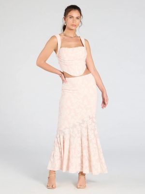 Romance Me Floral Jacquard Maxi Skirt