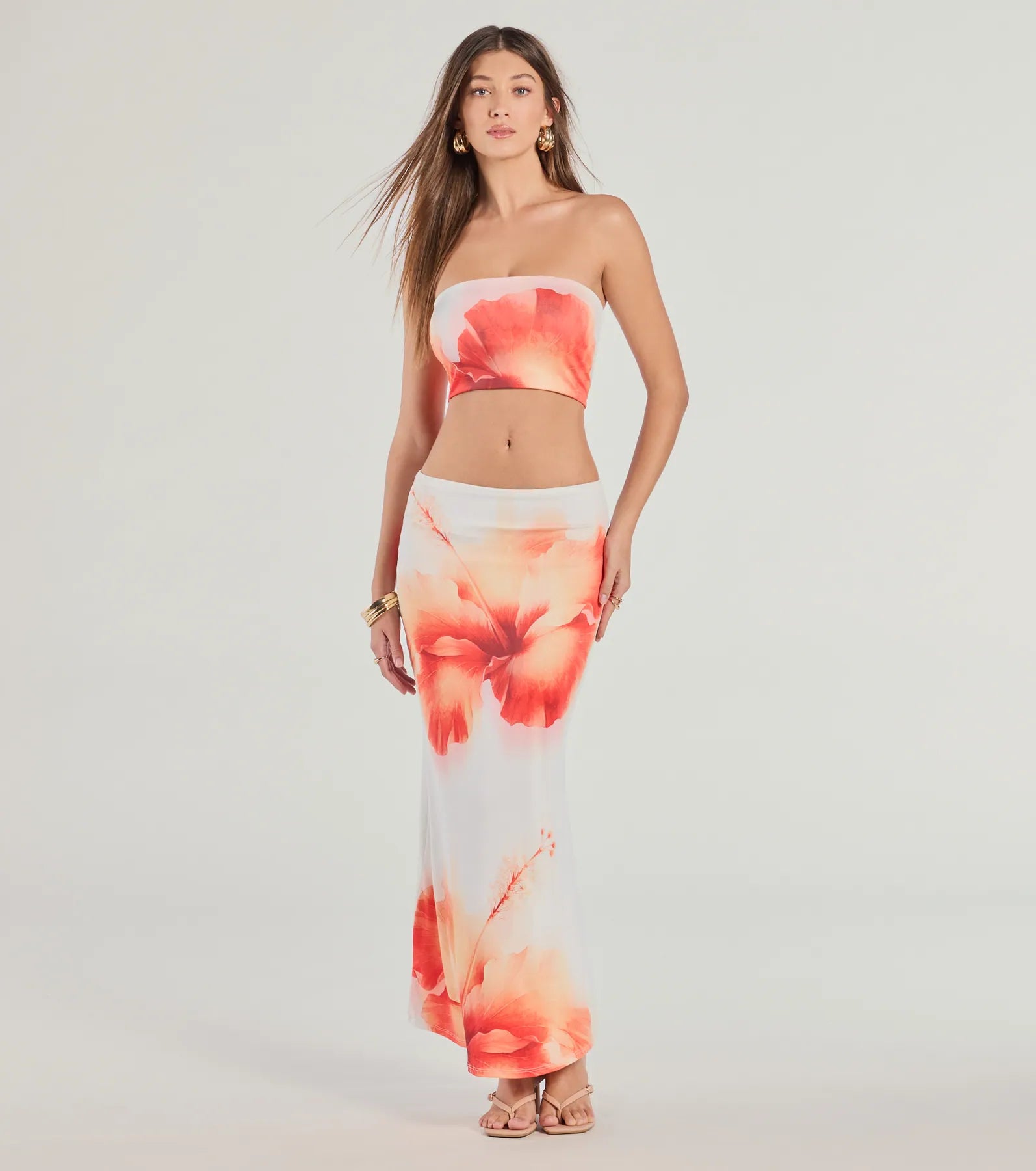 Outside The Lines Floral Print Maxi Skirt - Image 2