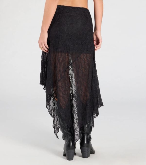 Breezy Boho Sheer Lace Asymmetric Maxi Skirt - Image 6