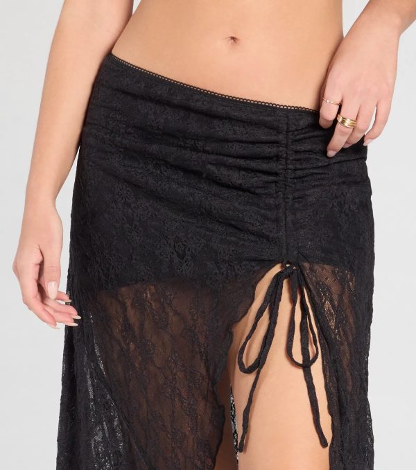 Breezy Boho Sheer Lace Asymmetric Maxi Skirt - Image 7