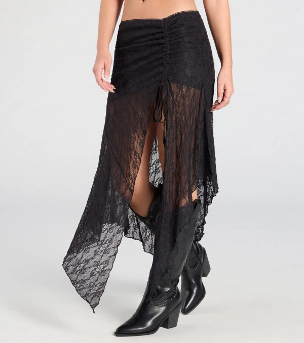 Breezy Boho Sheer Lace Asymmetric Maxi Skirt - Image 8