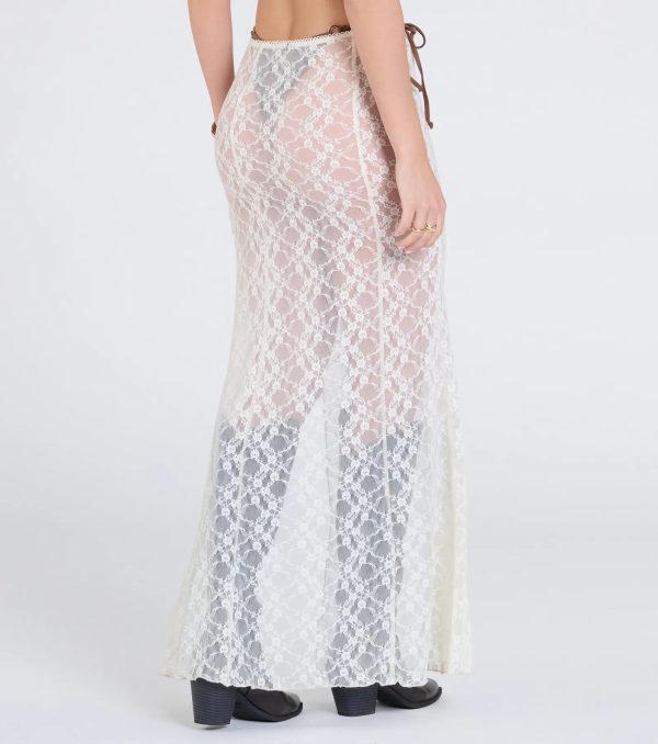 Sheer Romantic High-Rise Slit Lace Maxi Skirt - Image 3