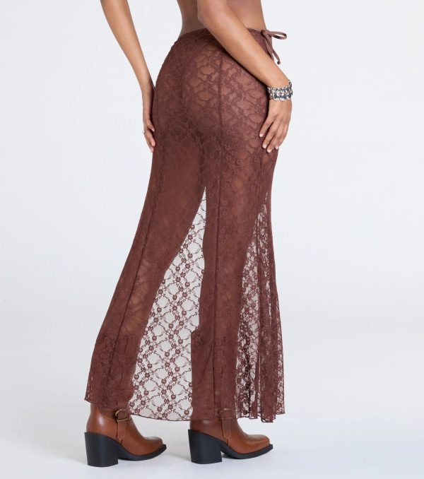 Sheer Romantic High-Rise Slit Lace Maxi Skirt - Image 8