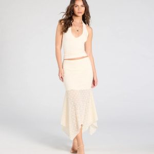 Boho Babe Lace Hanky Hem Maxi Skirt