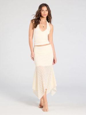 Boho Babe Lace Hanky Hem Maxi Skirt