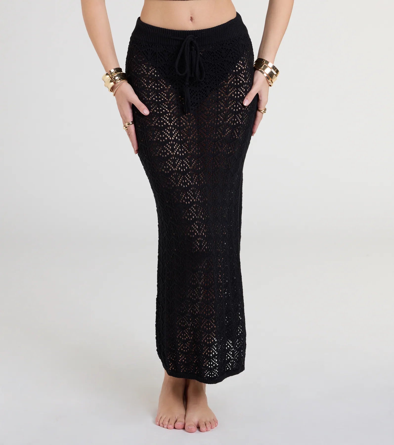 Bohemian Vibes Crochet Knit Maxi Skirt - Image 3