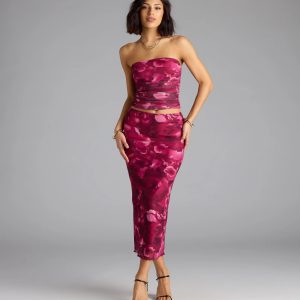 Sultry Bloom Floral Mesh Maxi Skirt