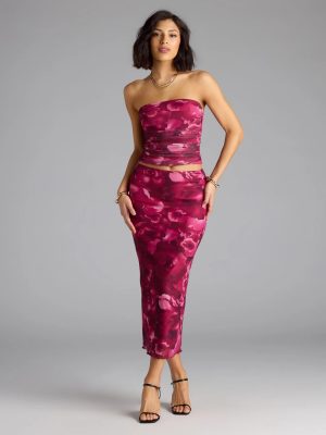Sultry Bloom Floral Mesh Maxi Skirt
