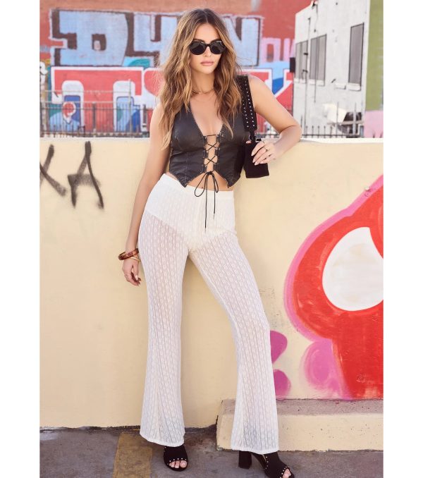 Bohemian Chic Sheer Lace Flare Pants - Image 5
