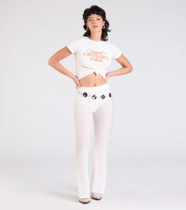 Bohemian Chic Sheer Lace Flare Pants - Image 6
