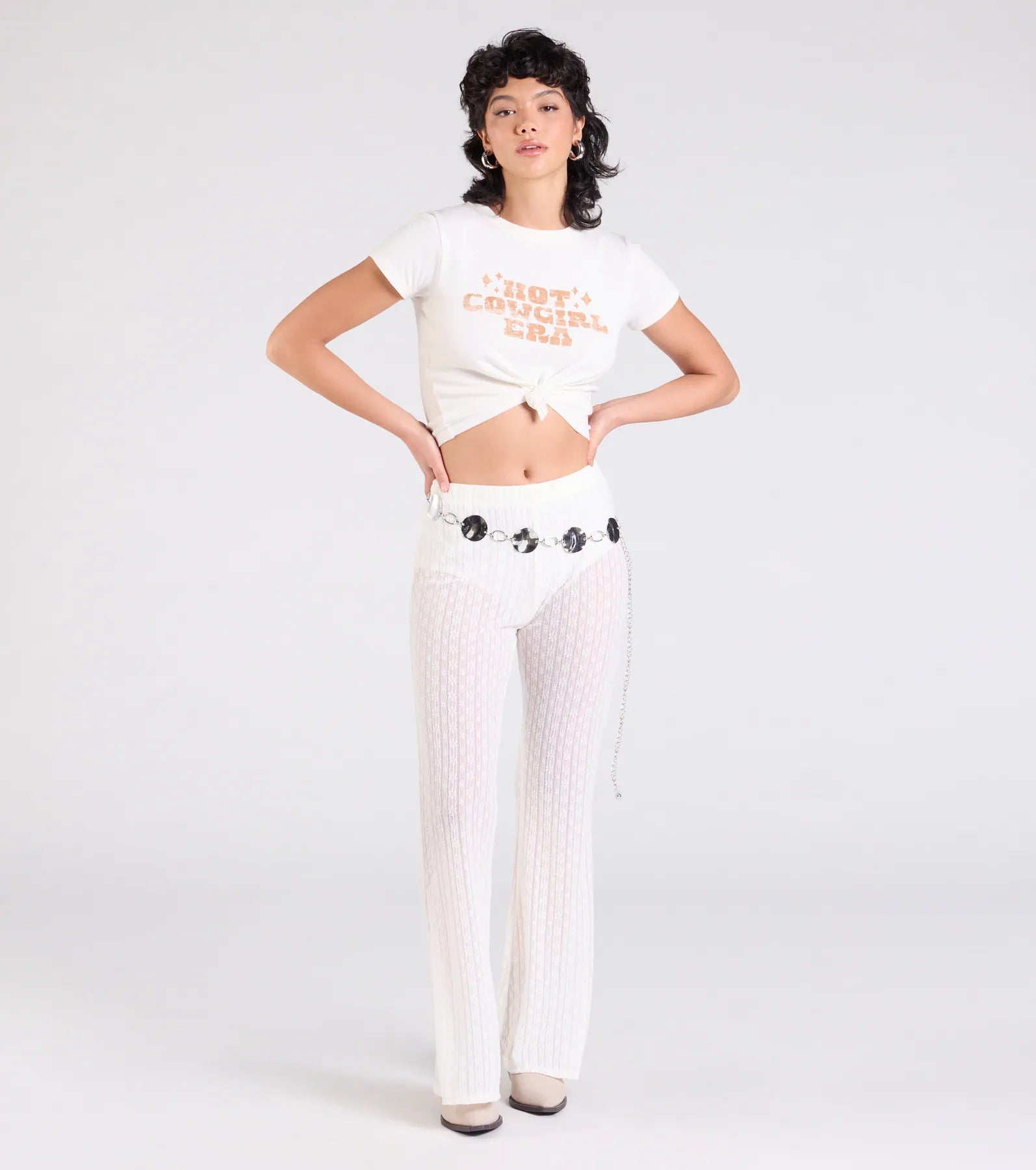 Bohemian Chic Sheer Lace Flare Pants - Image 6
