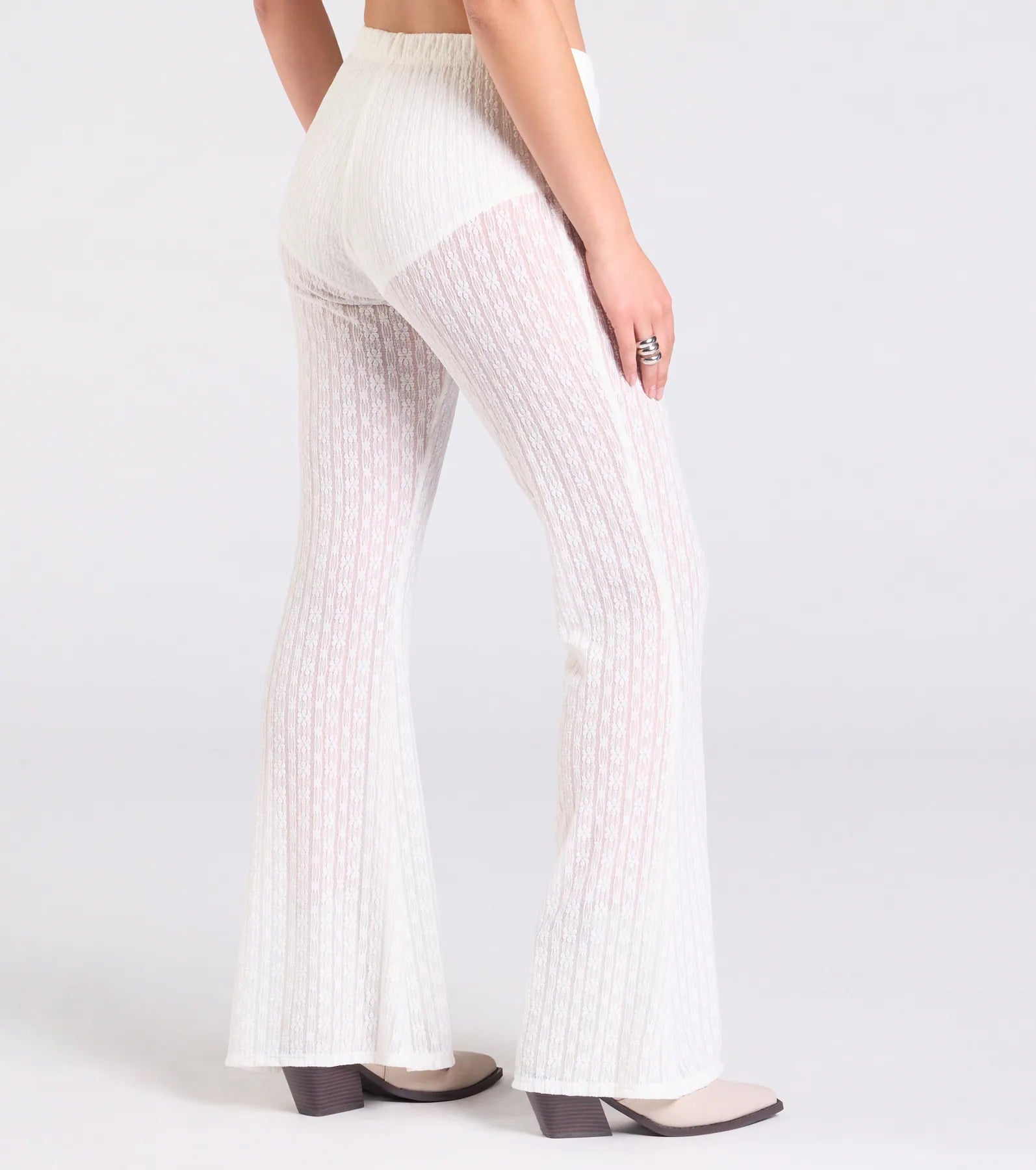 Bohemian Chic Sheer Lace Flare Pants - Image 7