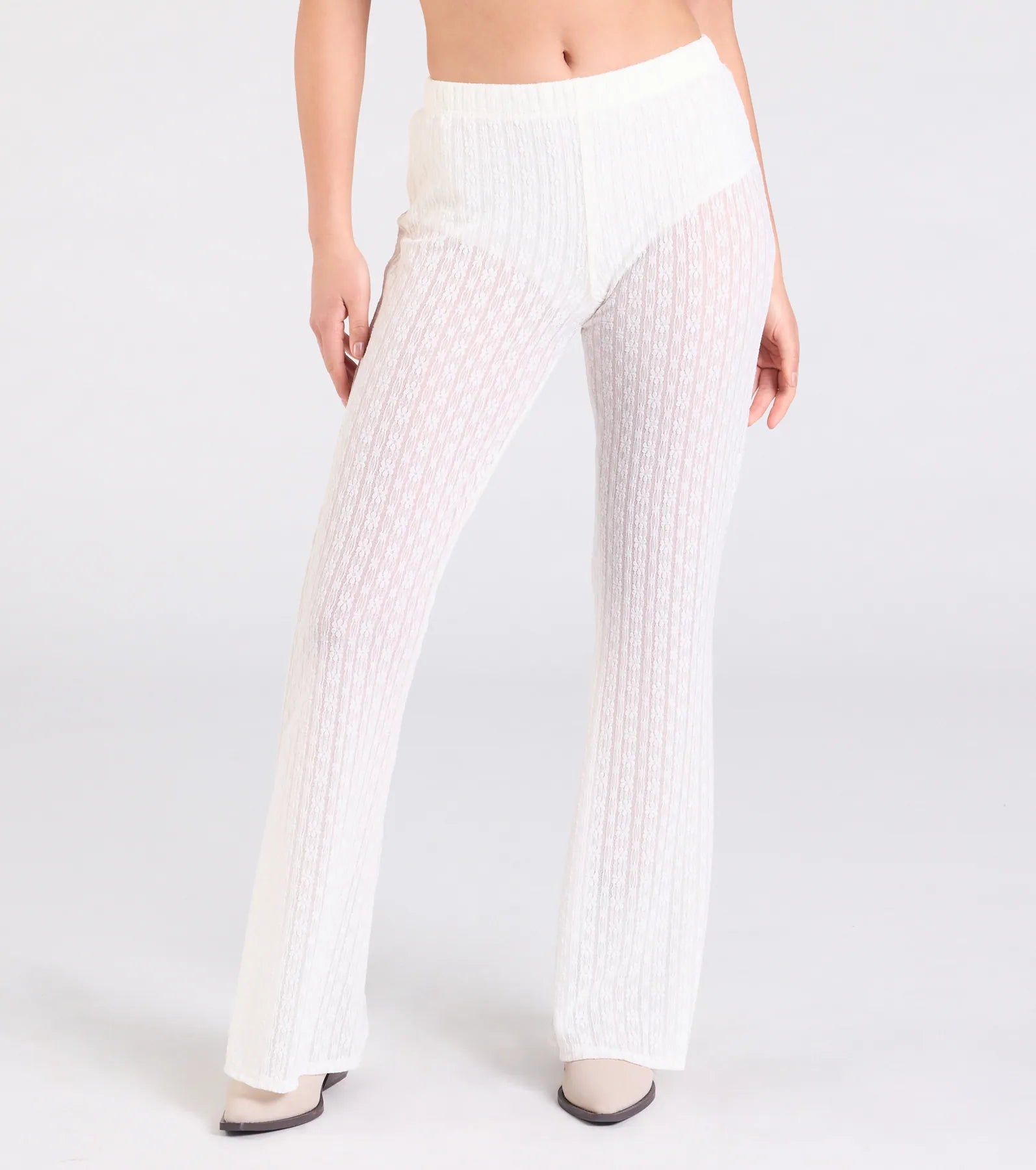 Bohemian Chic Sheer Lace Flare Pants - Image 9