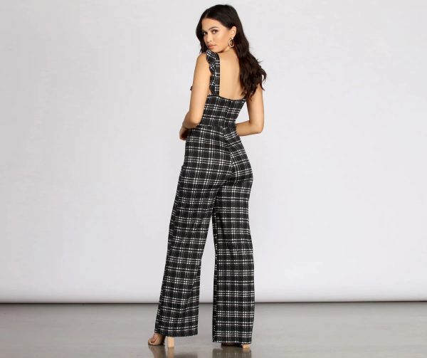 Time To Play Ruffle Plaid Jumpsuit - Image 2