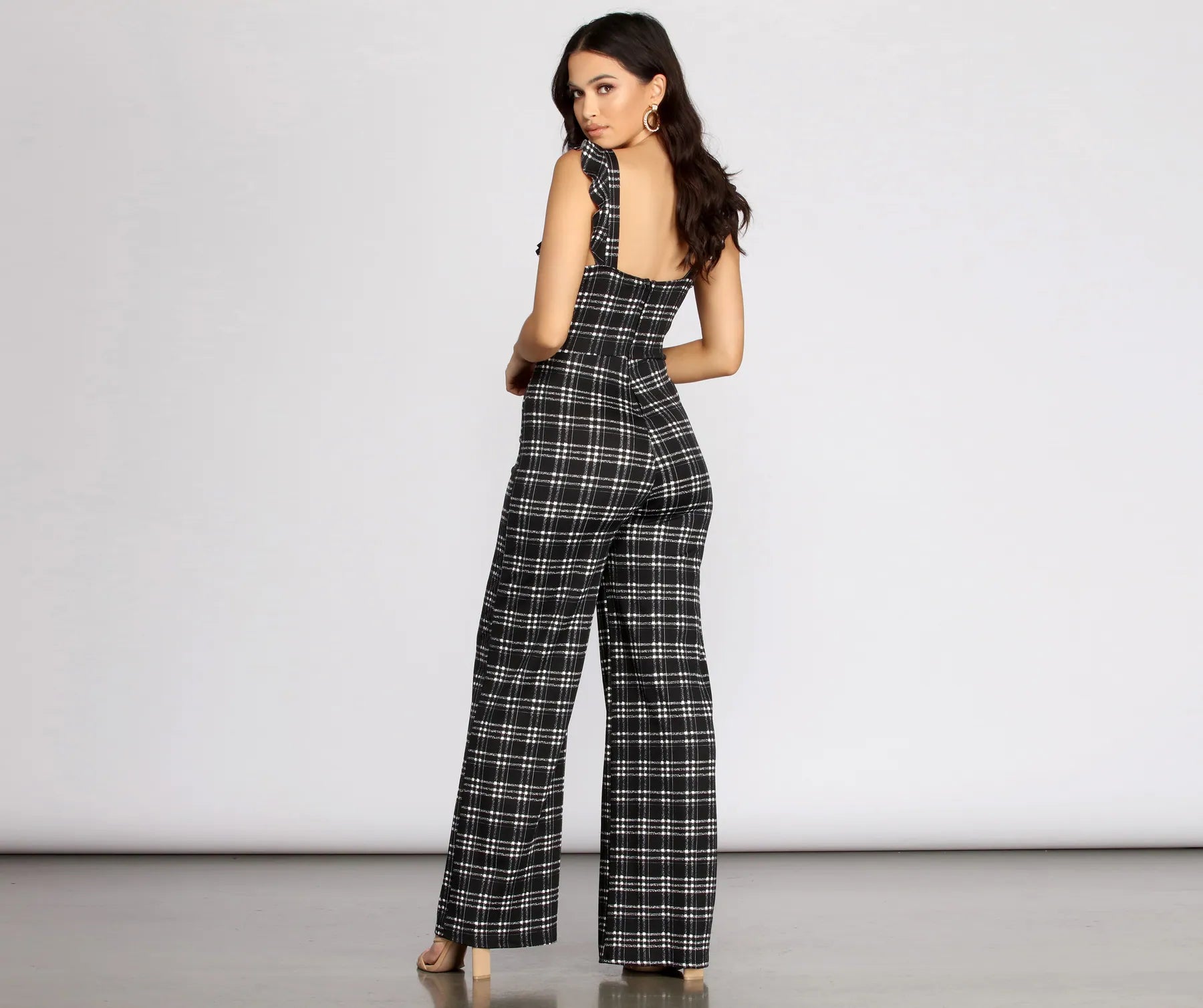 Time To Play Ruffle Plaid Jumpsuit - Image 2