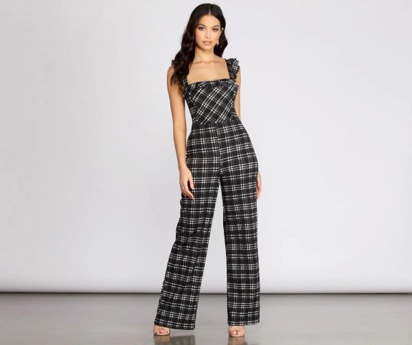 Time To Play Ruffle Plaid Jumpsuit - Image 4