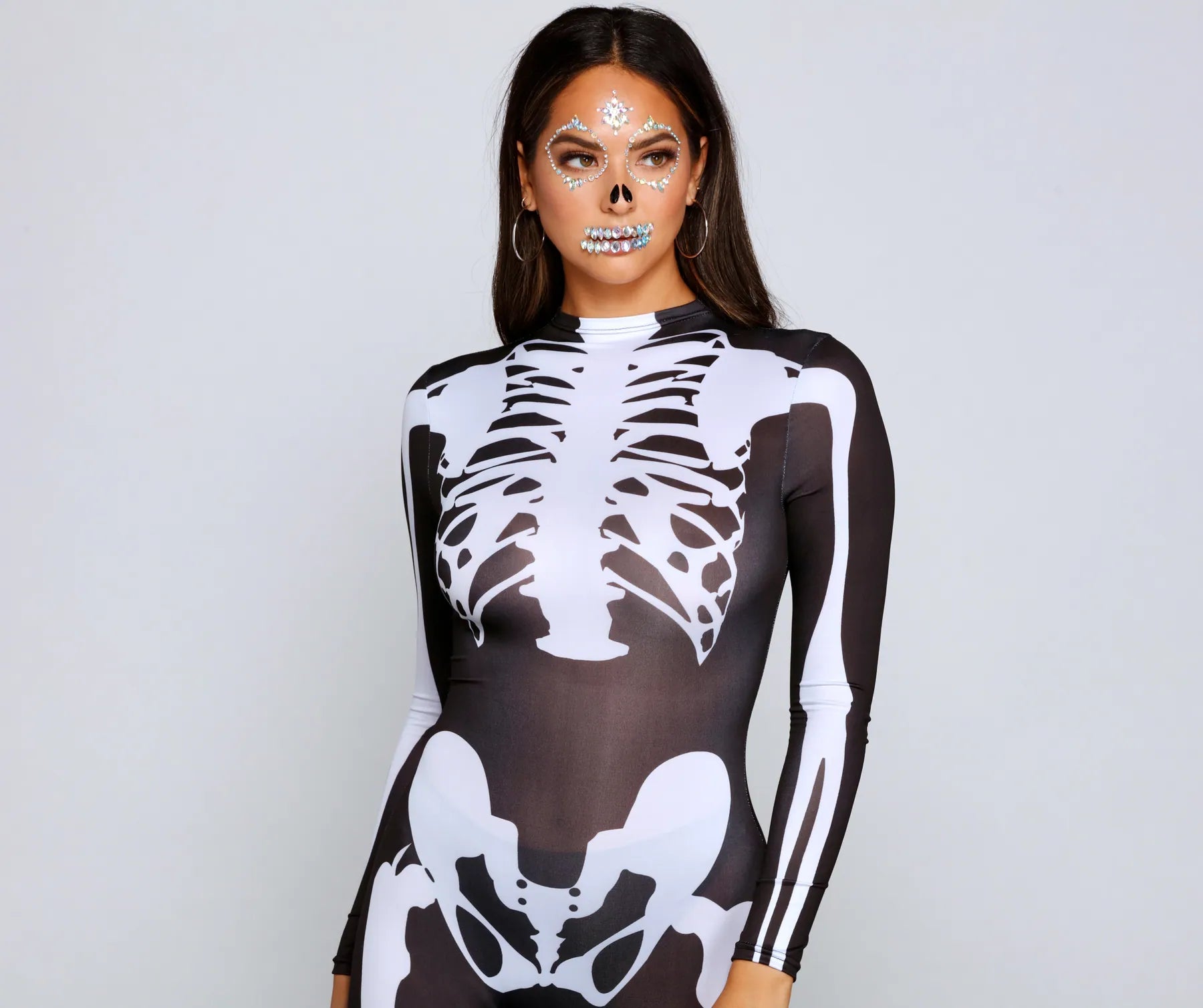 Spooky And Sultry Skeleton Print Catsuit - Image 2