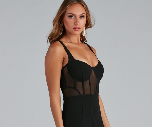 Sheer Stunner Sleeveless Corset Catsuit - Image 3