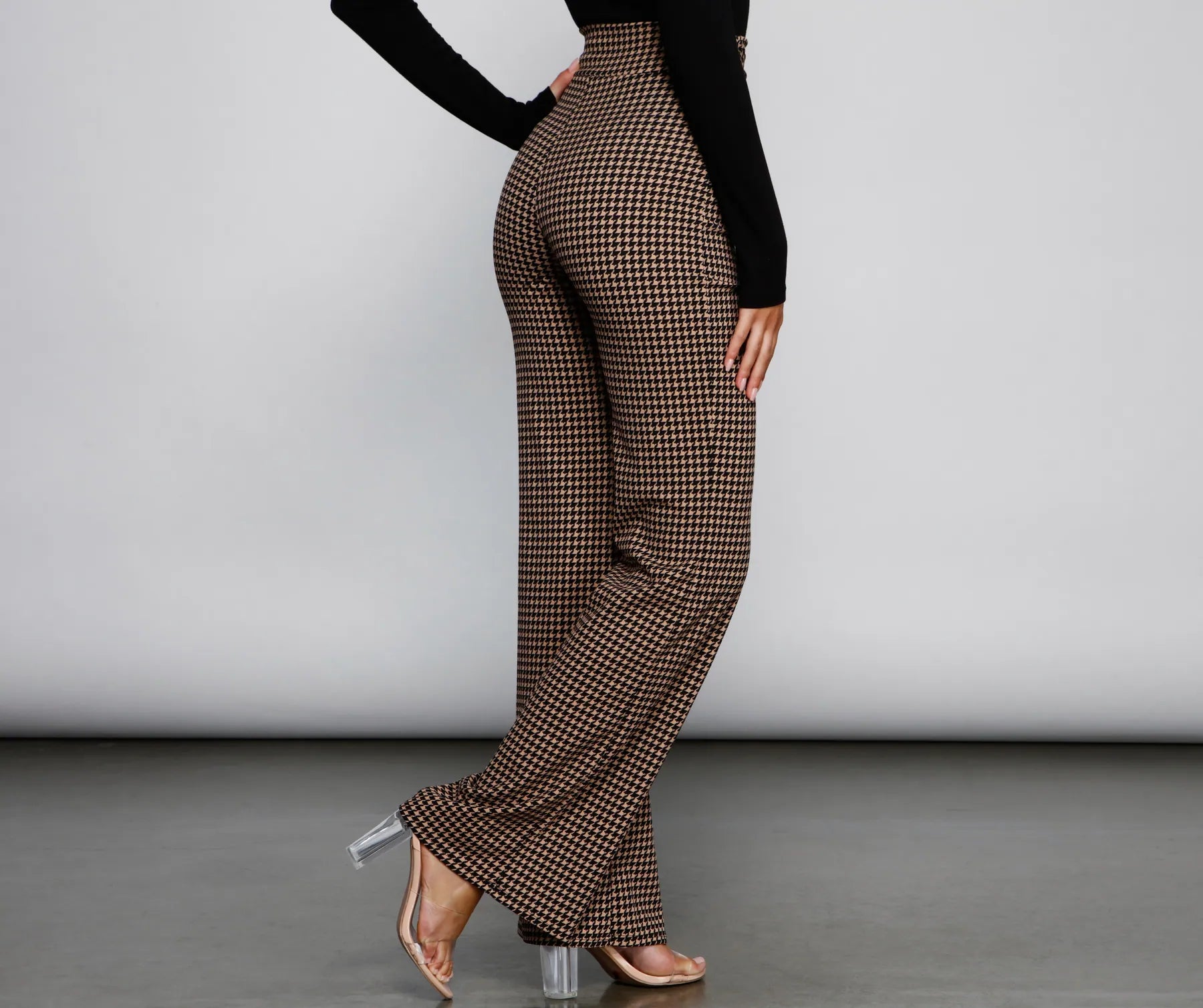 Chic Tie-Front Houndstooth Pants - Image 2