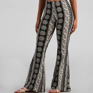 Elephant Print Bohemian Flare Pants