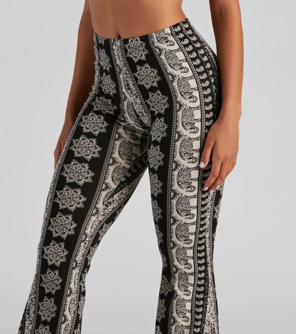 Elephant Print Bohemian Flare Pants - Image 4