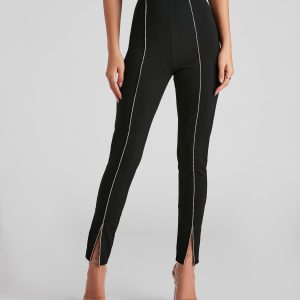 Rhinestone Chic Woven Skinny Pants