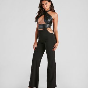 Chain of Scene Crepe Wide Leg Pants