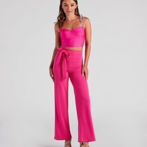 Style Game Crepe Tie Waist Pants
