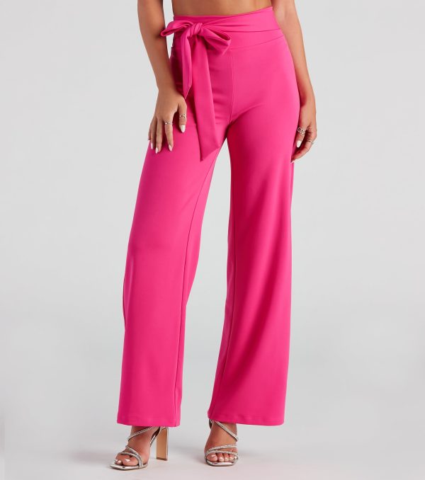 Style Game Crepe Tie Waist Pants - Image 2