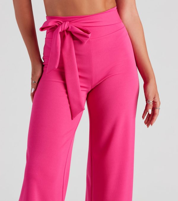 Style Game Crepe Tie Waist Pants - Image 4