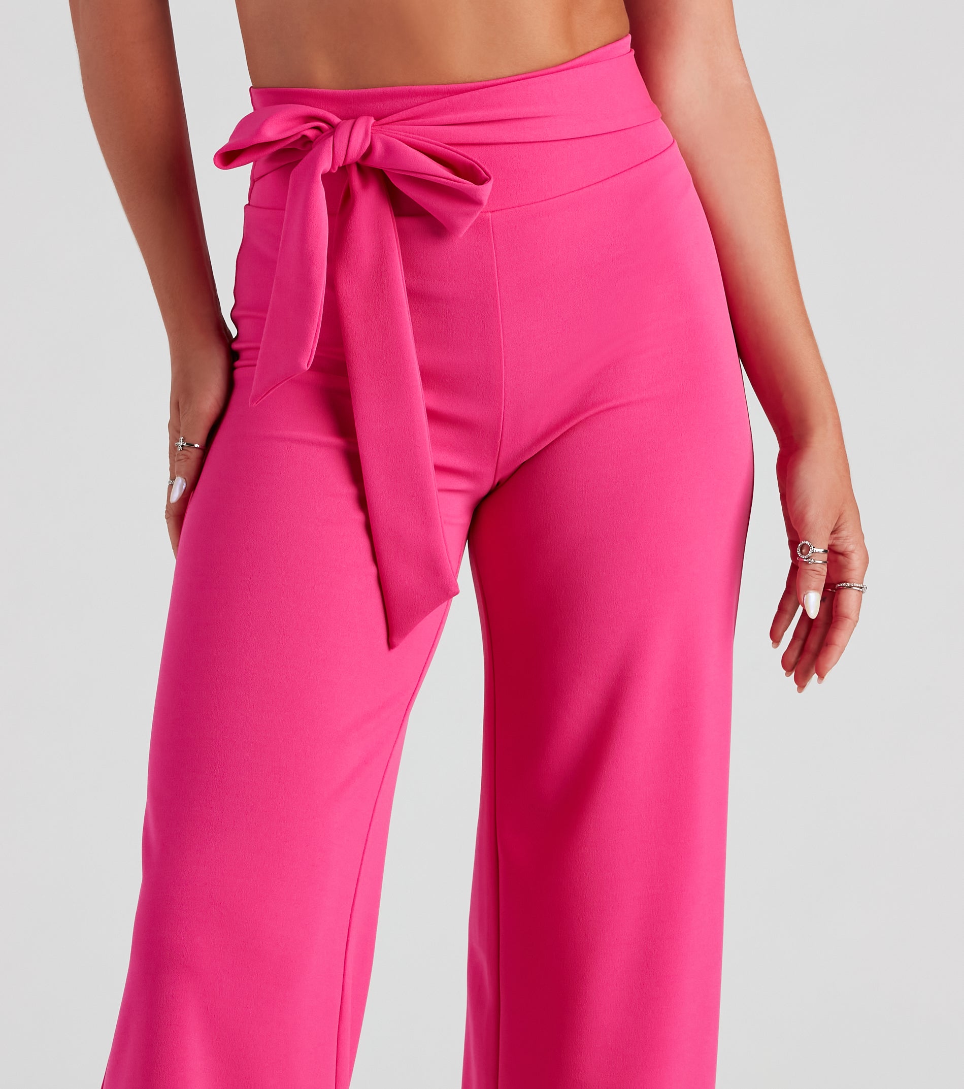 Style Game Crepe Tie Waist Pants - Image 4