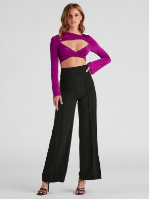 So Chic Crepe Wide-Leg Pants