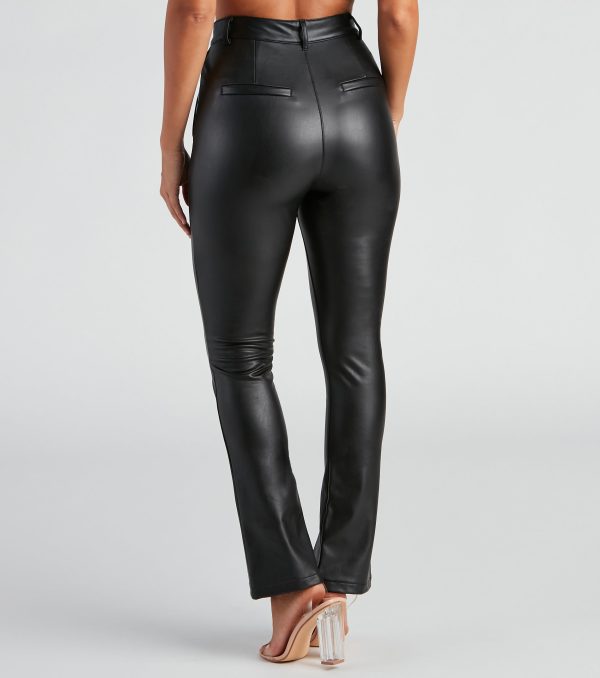 Edgy At Heart PU Front Slit Pants - Image 3