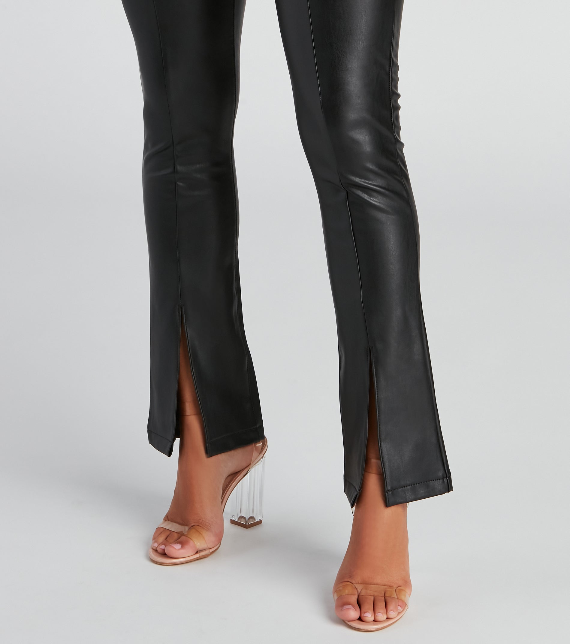 Edgy At Heart PU Front Slit Pants - Image 4