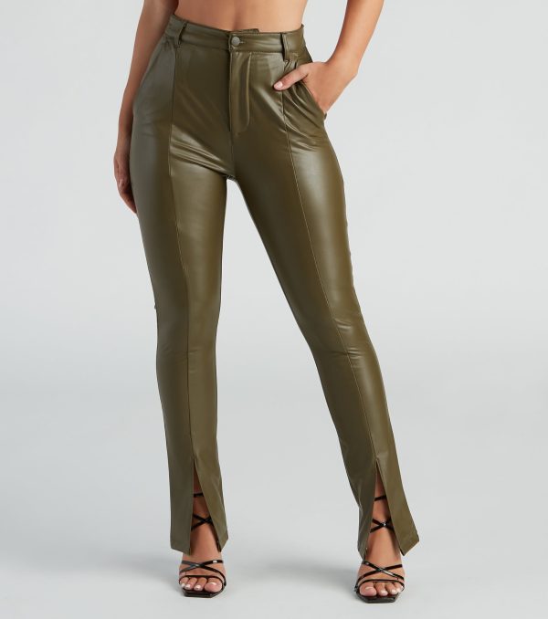 Edgy At Heart PU Front Slit Pants - Image 6