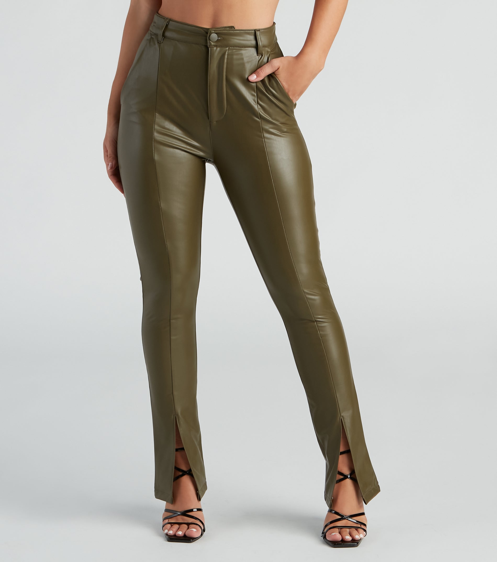 Edgy At Heart PU Front Slit Pants - Image 6