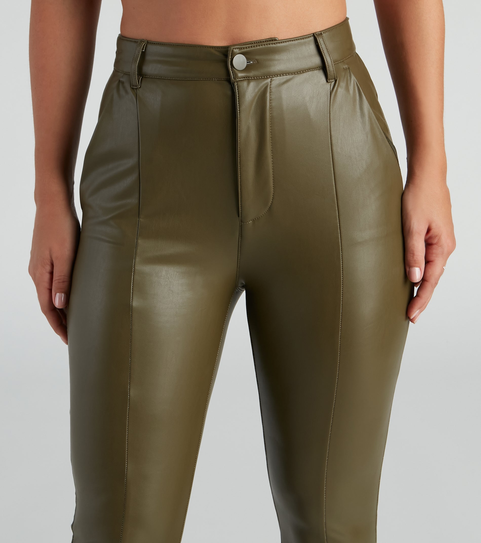Edgy At Heart PU Front Slit Pants - Image 8